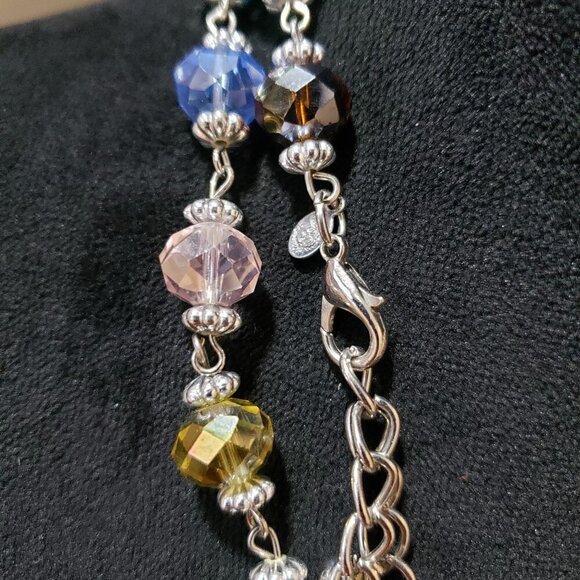 Womens Fashion Crystal Glass Bead Necklace Double Strand with Lobster Clasp - Picture 8 of 9